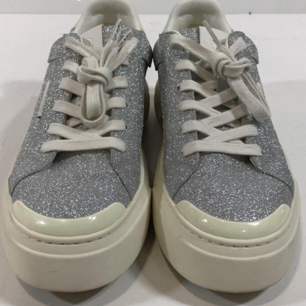 Tory Burch Ladybug Silver Glitter Women's Sneakers Size 8M